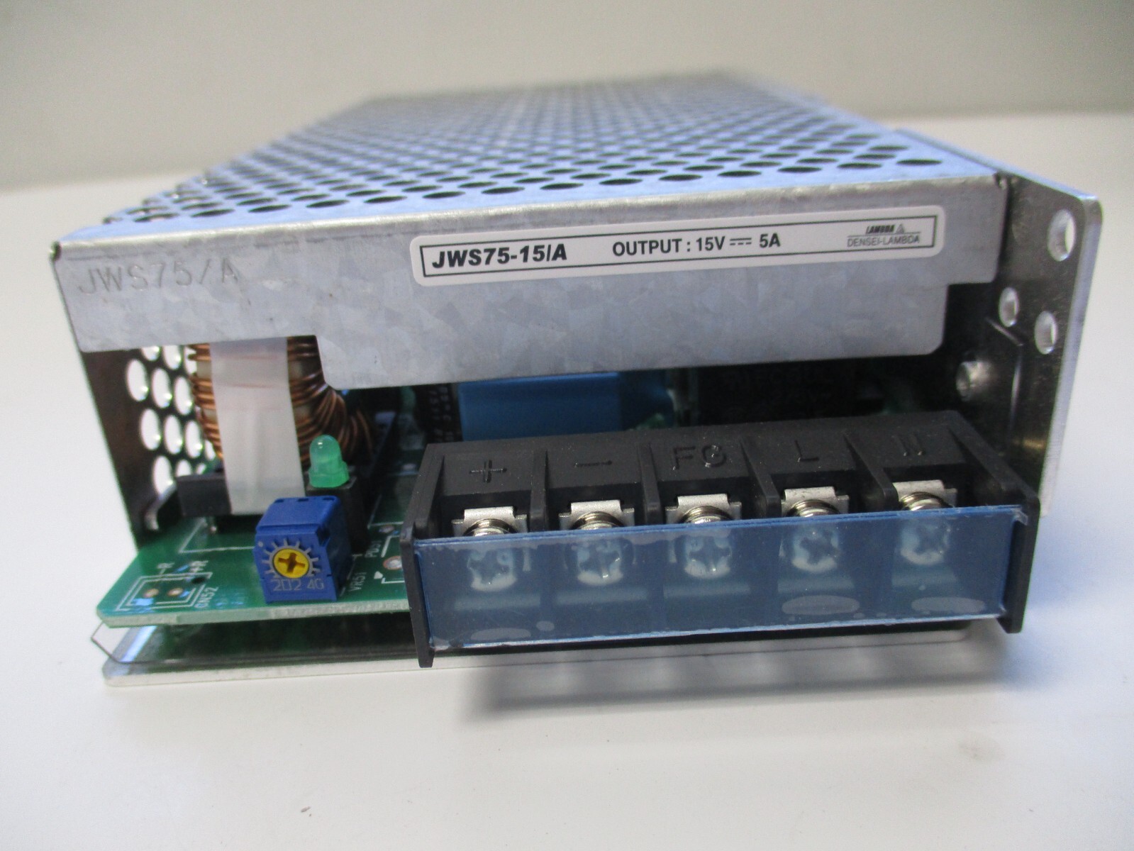 DENSEL-LAMBDA JWS75-15A, POWER SUPPLY, 100-240 VOLTS 50/60HZ 1.3A, OUTPUT 15V-5A