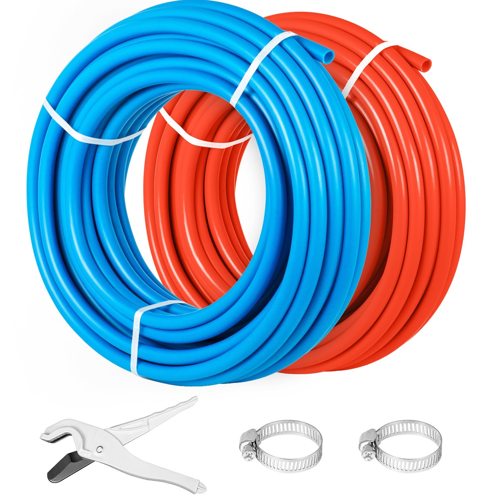 Uimoso 1/2~2 X 100ft Red & Blue PEX Tubing For Potable Water w~Cutter & Clamp~H