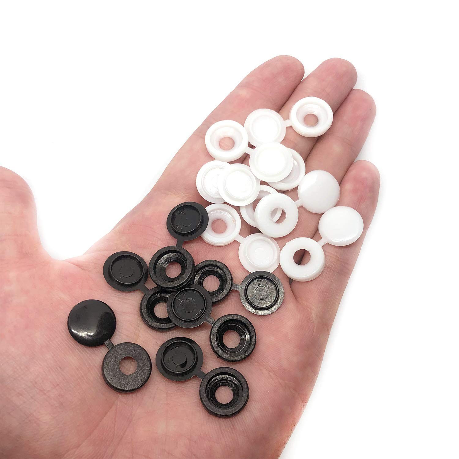 50 Pcs Plastic Hinged Screw Cover Caps – Easy Snap-On Flip Tops in Black