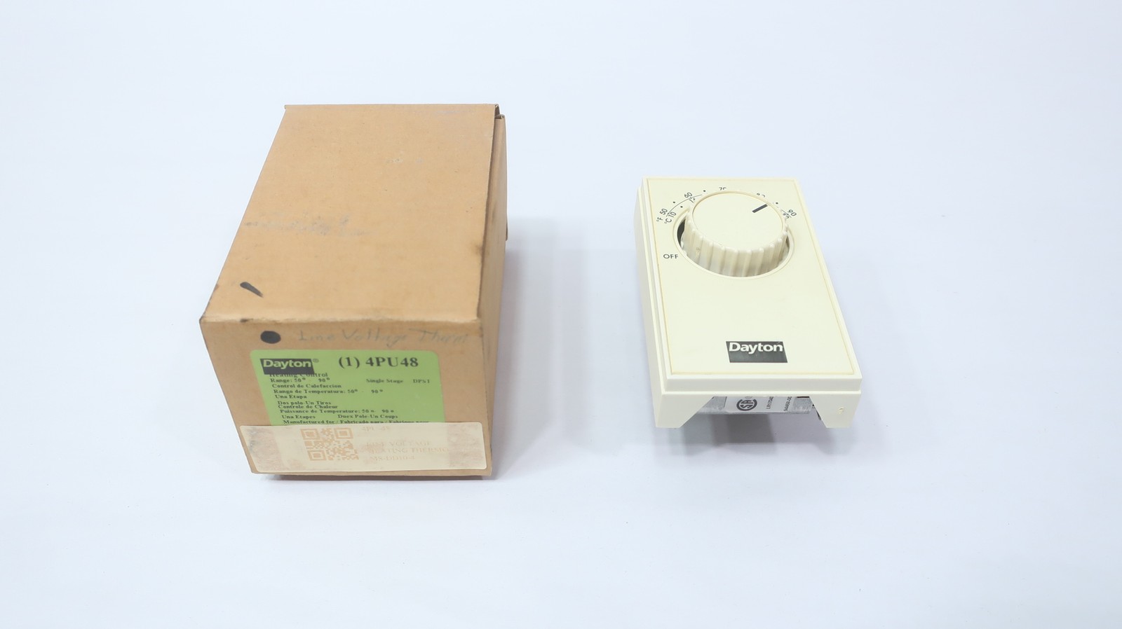 Dayton 4PU48 Heating Control Thermostat 120/277v-ac 50-90f