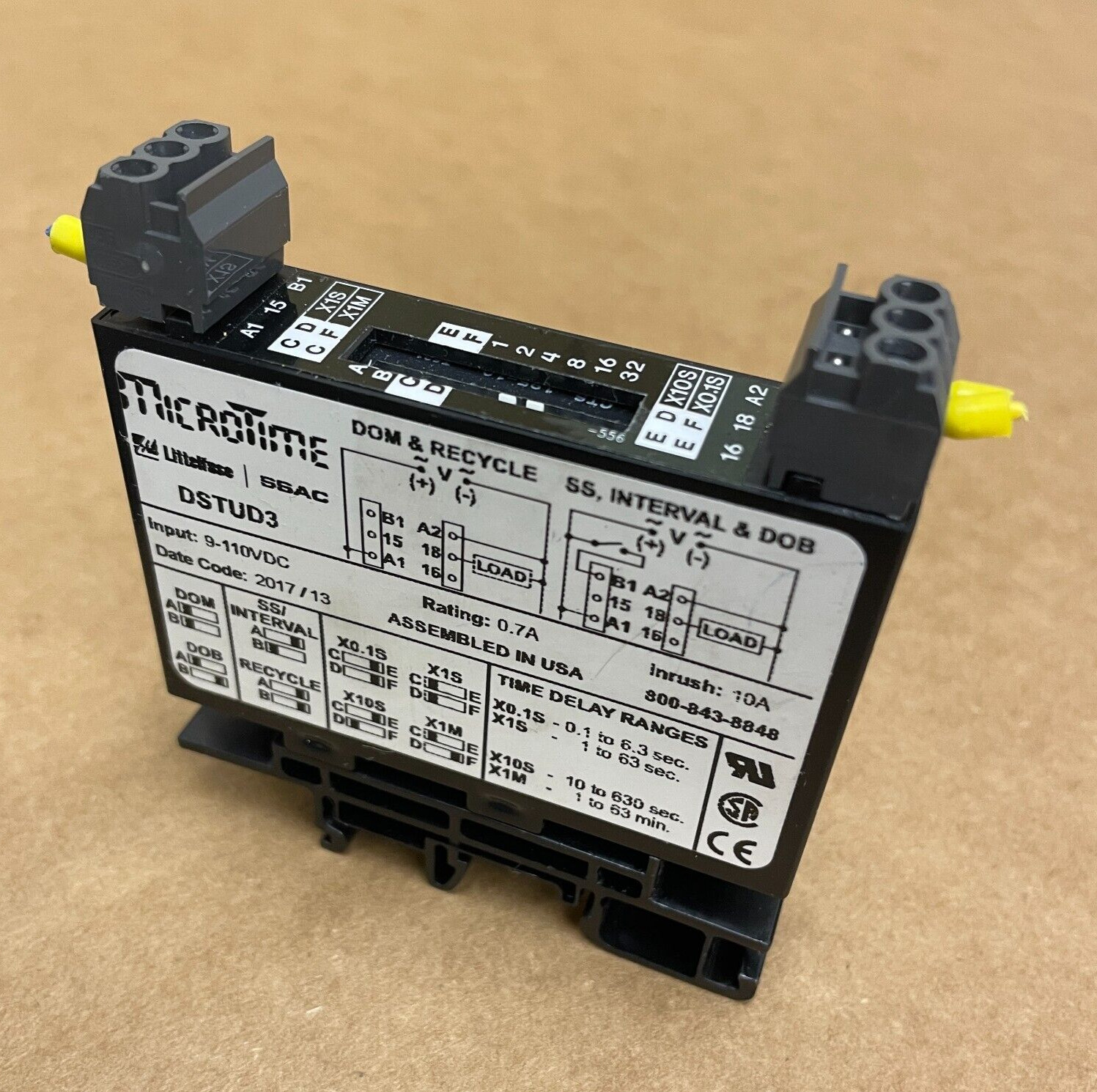 MICROTIME LITTELFUSE SSAC MODEL DSTUD3 TIME DELAY RELAY 9-110VDC 0.7A