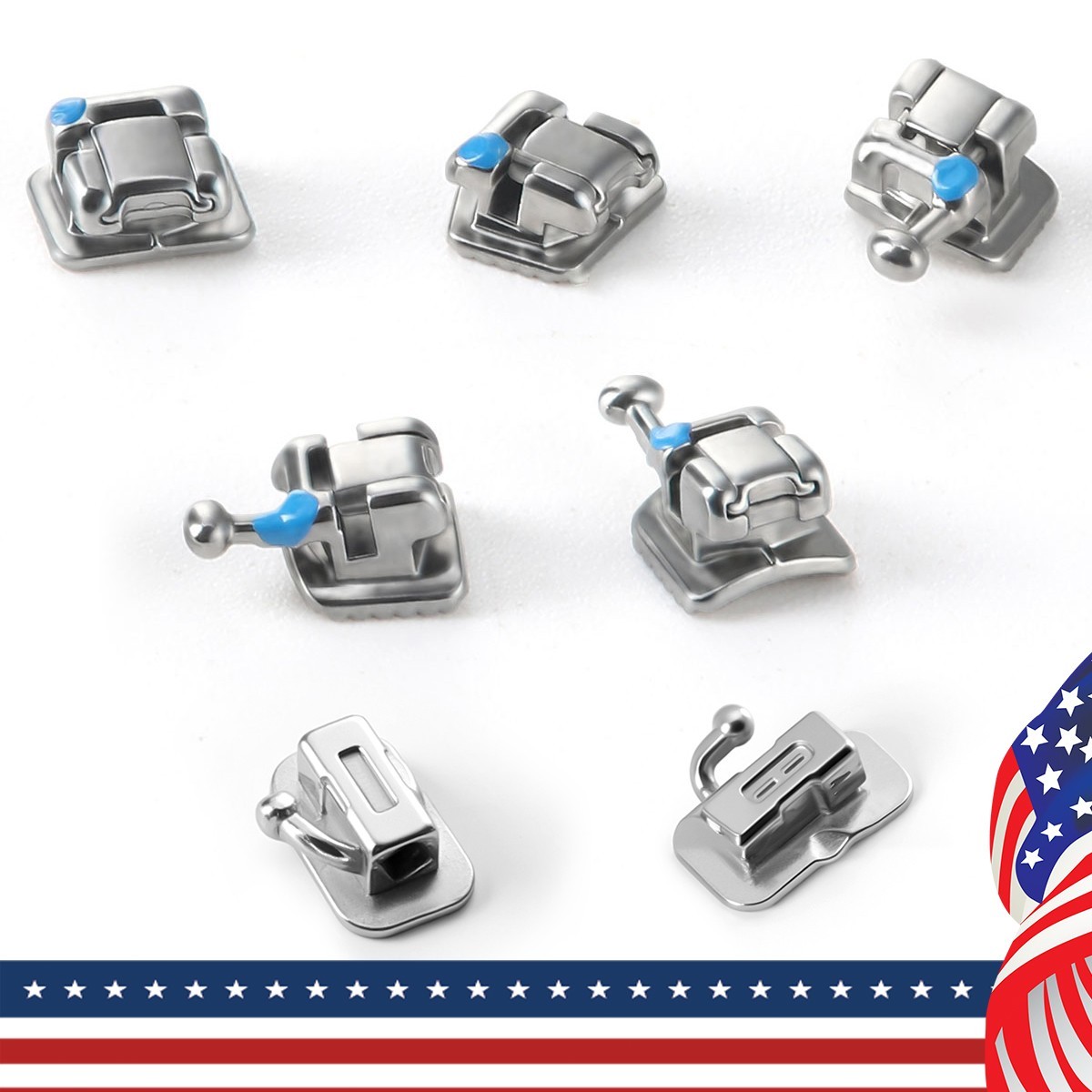 AZDENT Dental Ortho MIM Self Ligating Bracket Mini Roth.022 Hooks +Buccal Tube