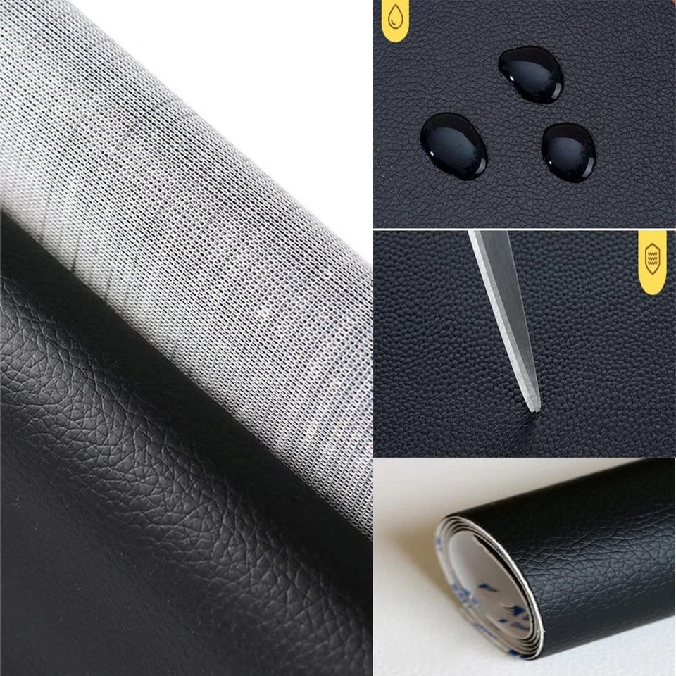Update Self Adhesive Faux Leather Sheet Vinyl Upholstery Leather Fabric Mater…