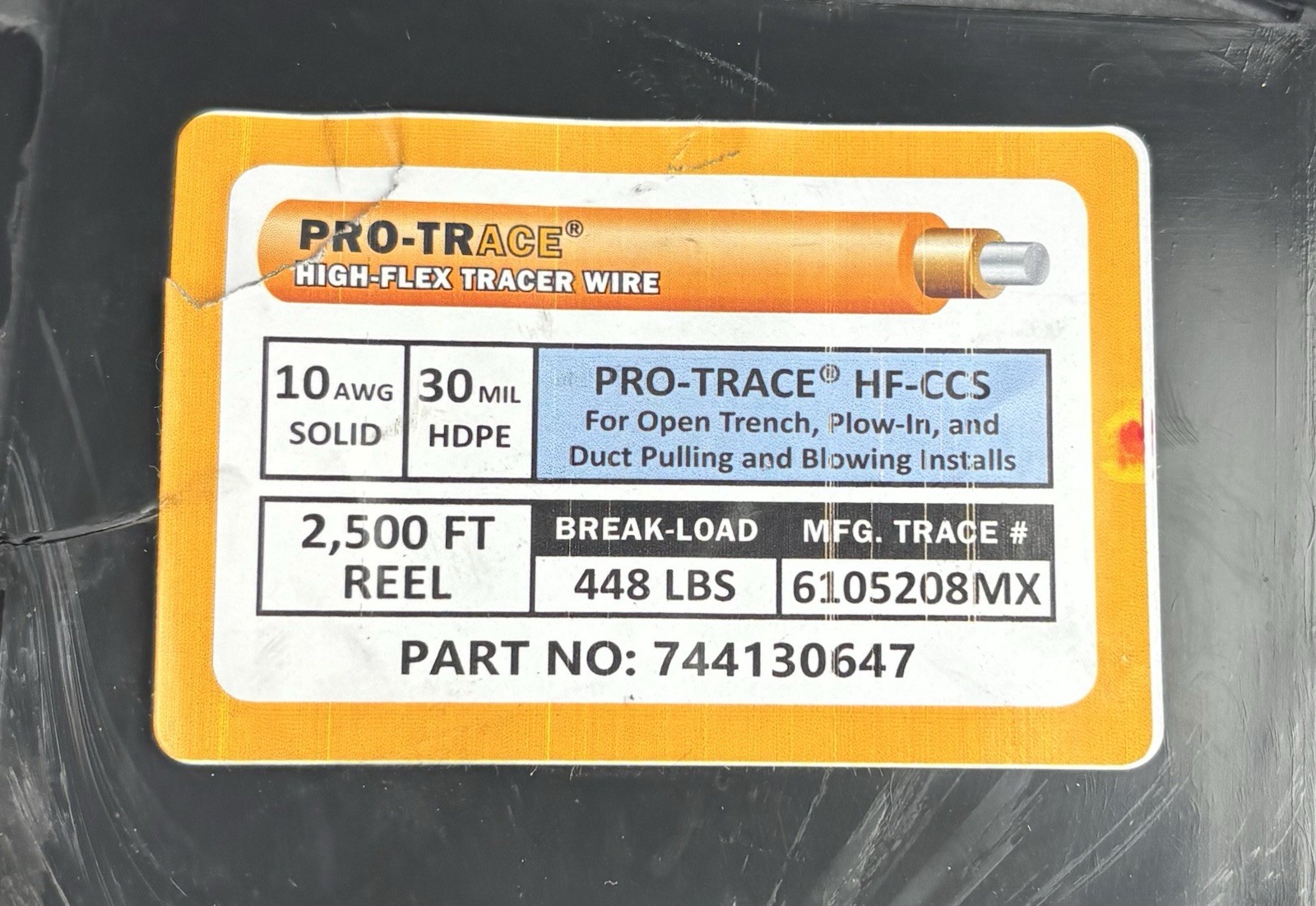 Pro-Trace® HF-CCS PE30 Solid Tracer Wire – 10 AWG – Orange – 2500′ Reel