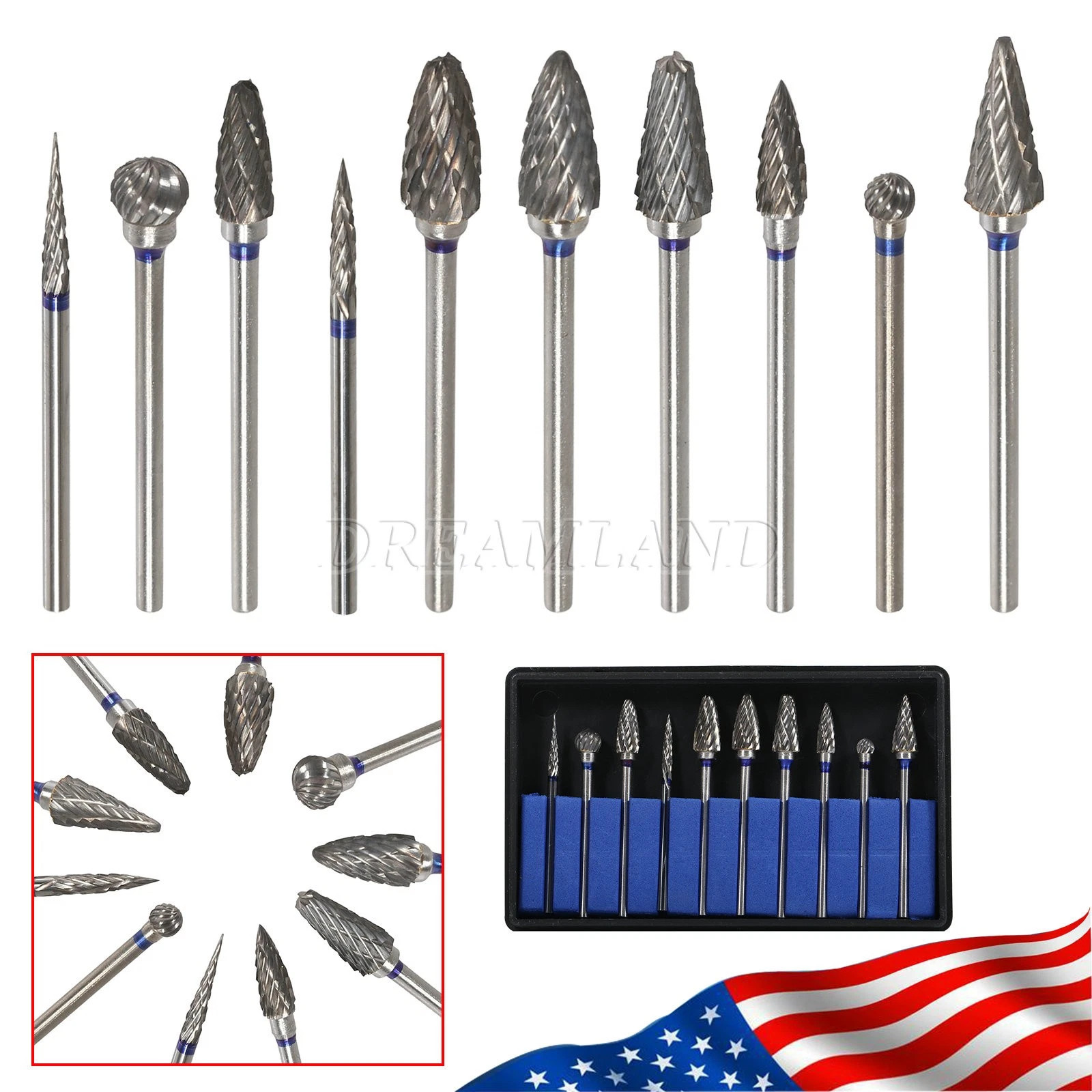 10 Tungsten Steel bur for 35000RPM Dental Lab MARATHON Handpiece SAEYANG drill