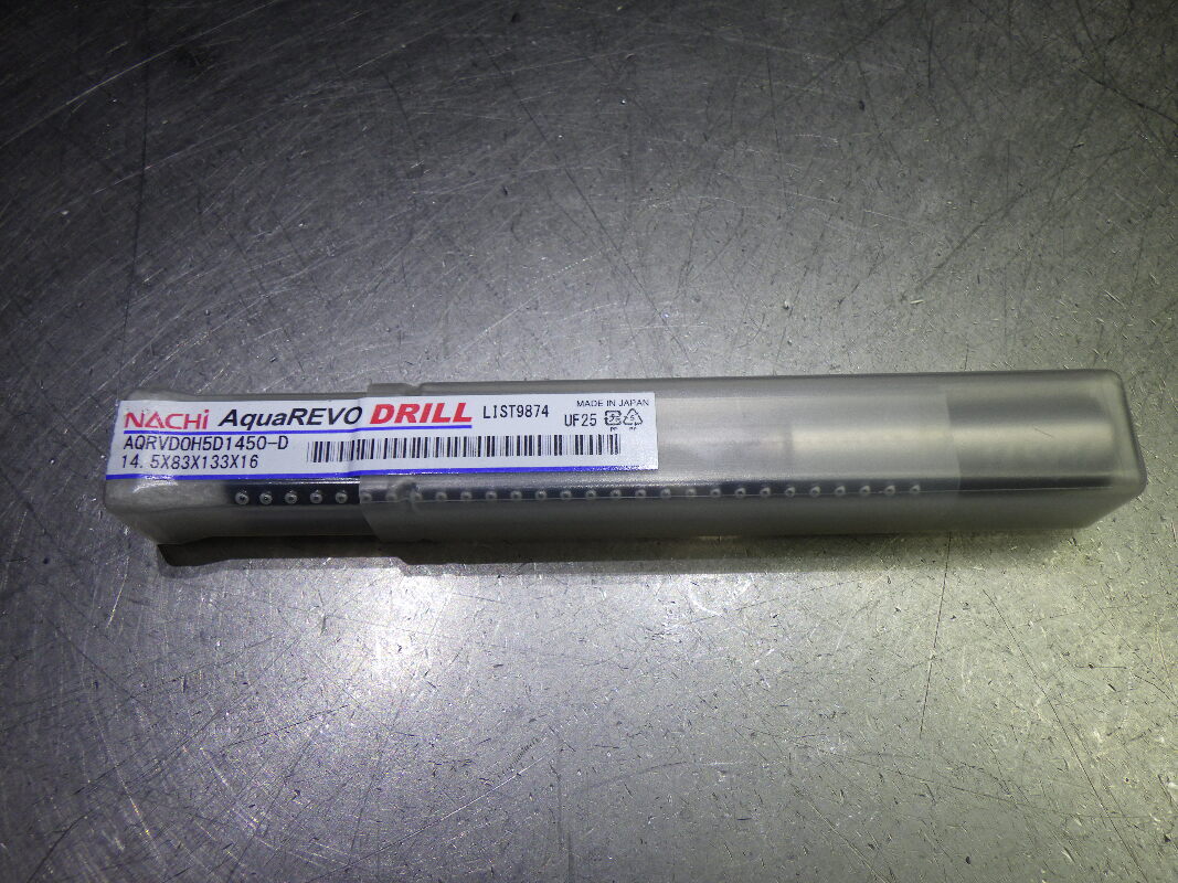 Nachi Aqua Drill EX 14.5mm Coolant Thru 5xD Carbide Drill AQRVD0H5D1450-D (LOC16