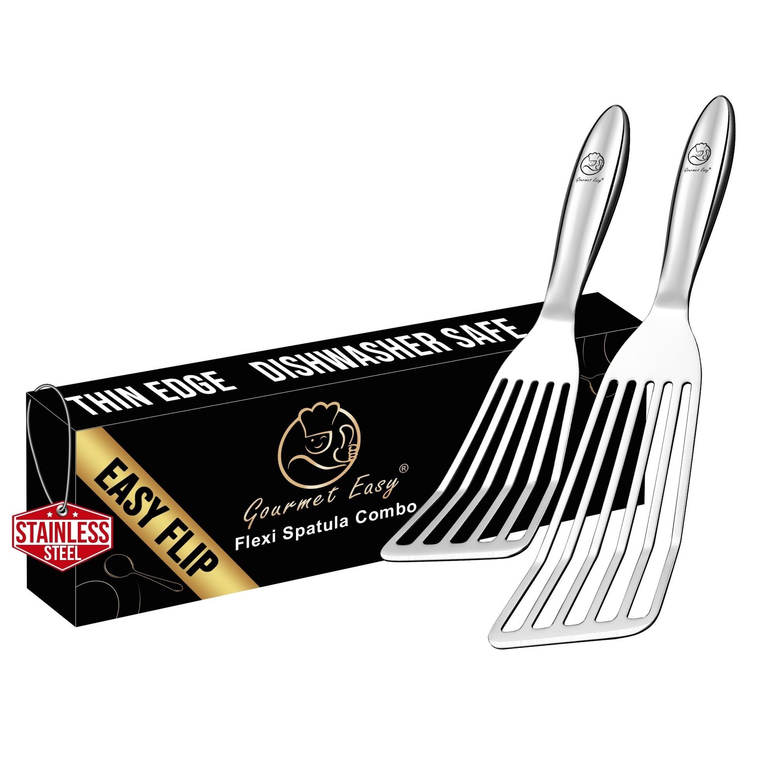 Stainless Steel Fish Spatula Large: 13.4*3.5*1in，Small: 11*2.9*1in, Original