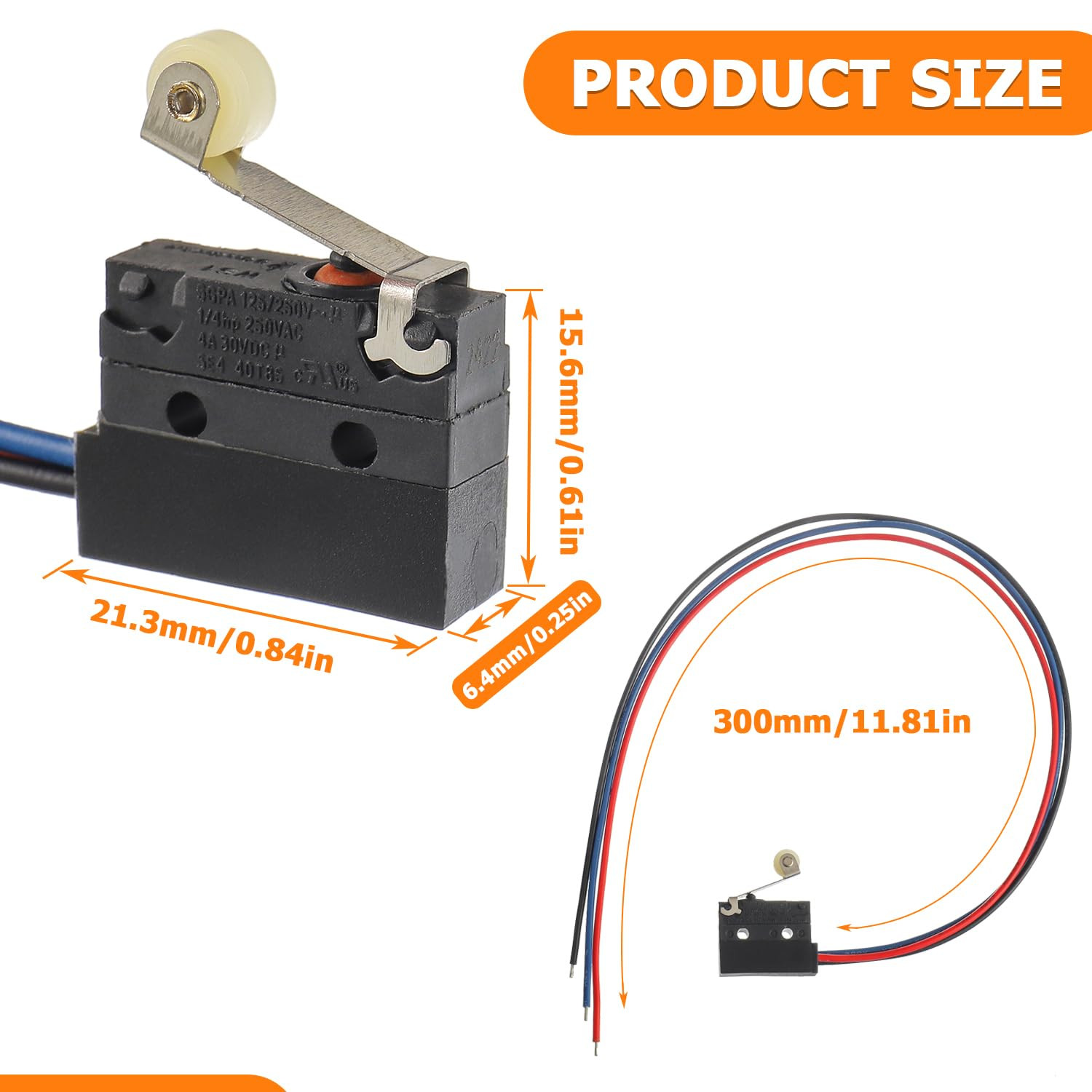 2 Pack Micro Limit Switch 6A 12V DC Micro Switch Normally Open Close Limit Switc