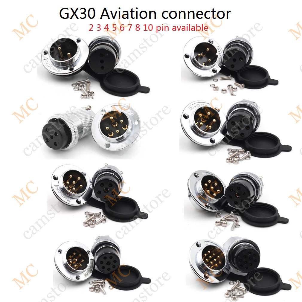 GX30 2 3 4 5 6 7 8 10Pin Aviation Connector, High Voltage Bulkhead Circular Plug