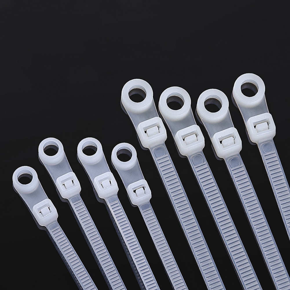 100PCS Nylon Cable Ties Self Locking with Screw Hole Mount for Cable Bundling