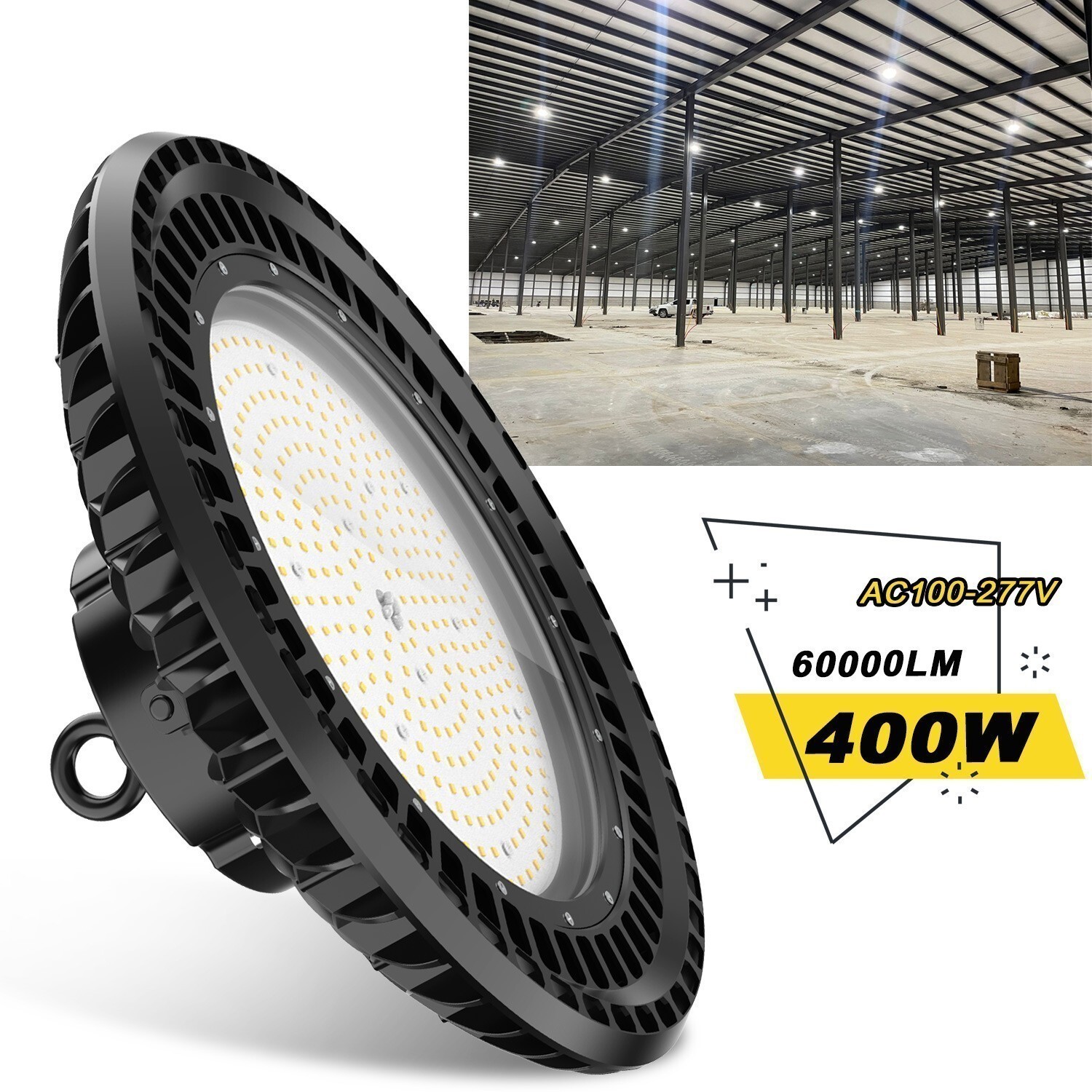 400 Watt UFO Led High Bay Light 60000LM Commercial Warehouse Factory Gym Lights