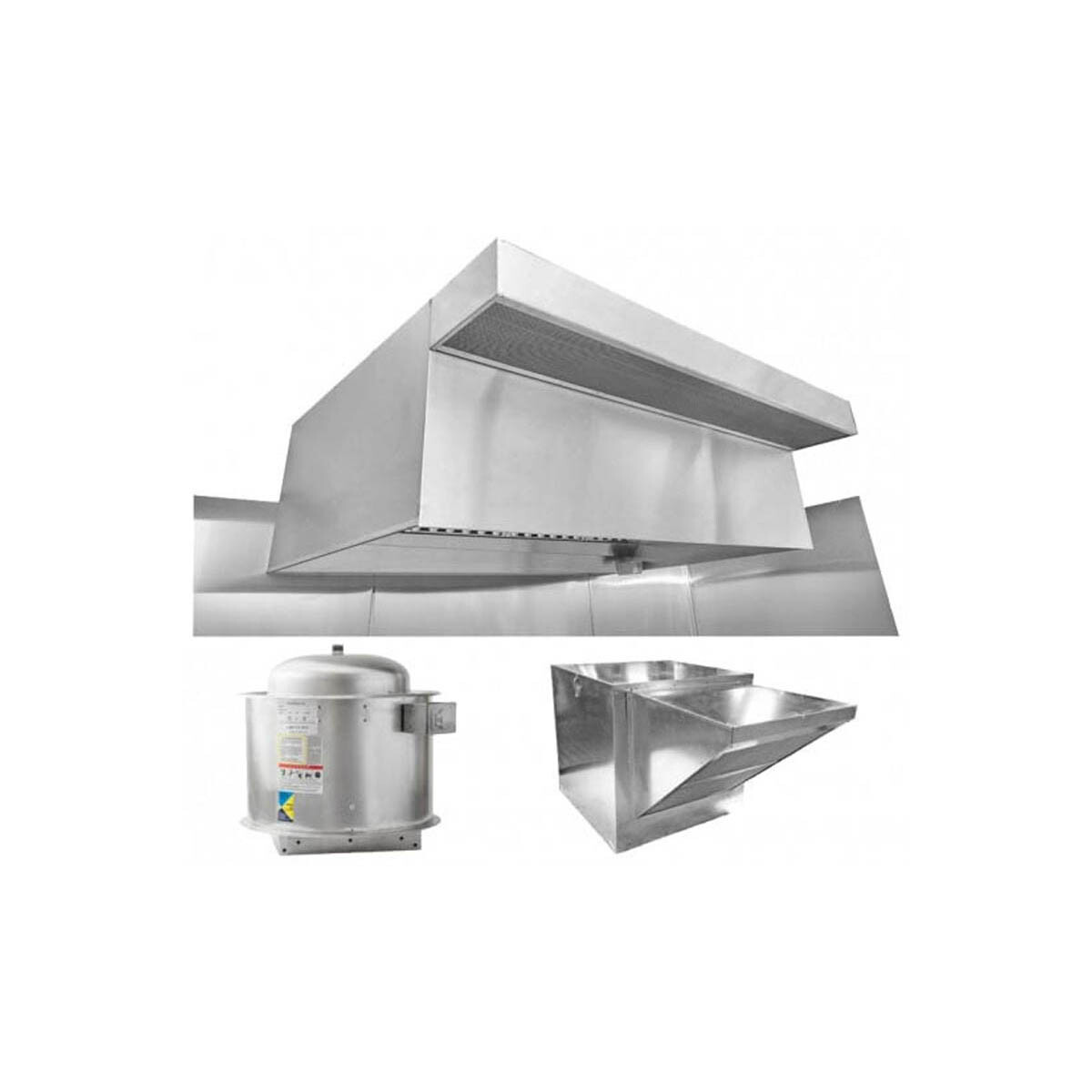 HoodMart EXH009PSP 9 FT Restaurant Hood System w/ PSP Makeup-Air, 18 Gauge 43…