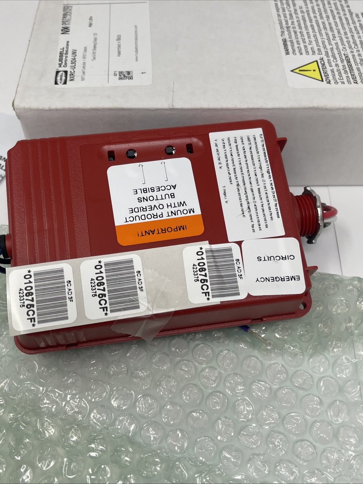 NEW HUBBELL NXRC-UL924-UNV EMERGENCY LIGHTING LOAD CONTROLLER 1-ZONE NX NXT SPST