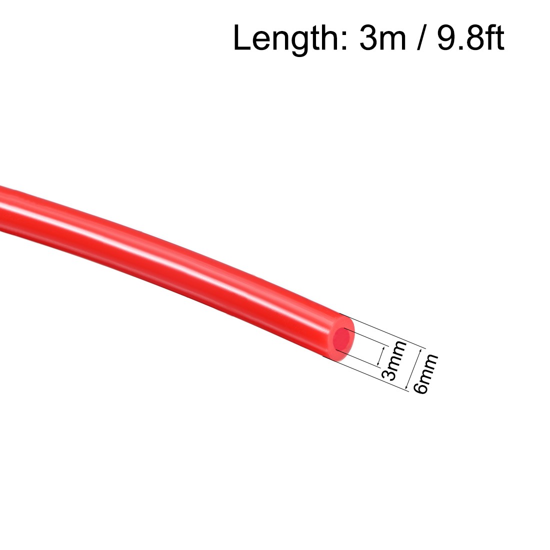 Silicone Tubing 3mm ID x 6mm OD 9.8ft 3 Meters Flexible Tube Air Hose Red