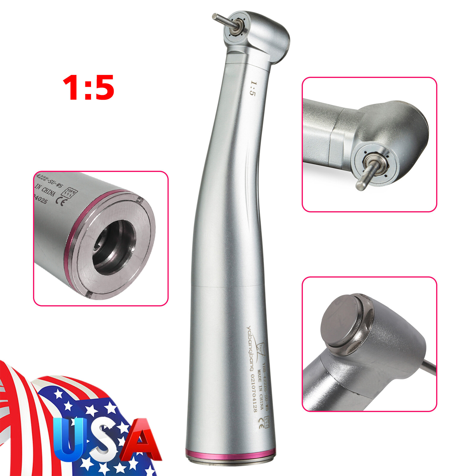 1:5 NO-LED/LED Contra Angle Increasing Handpiece Fit KaV NSK Motor Dental PR