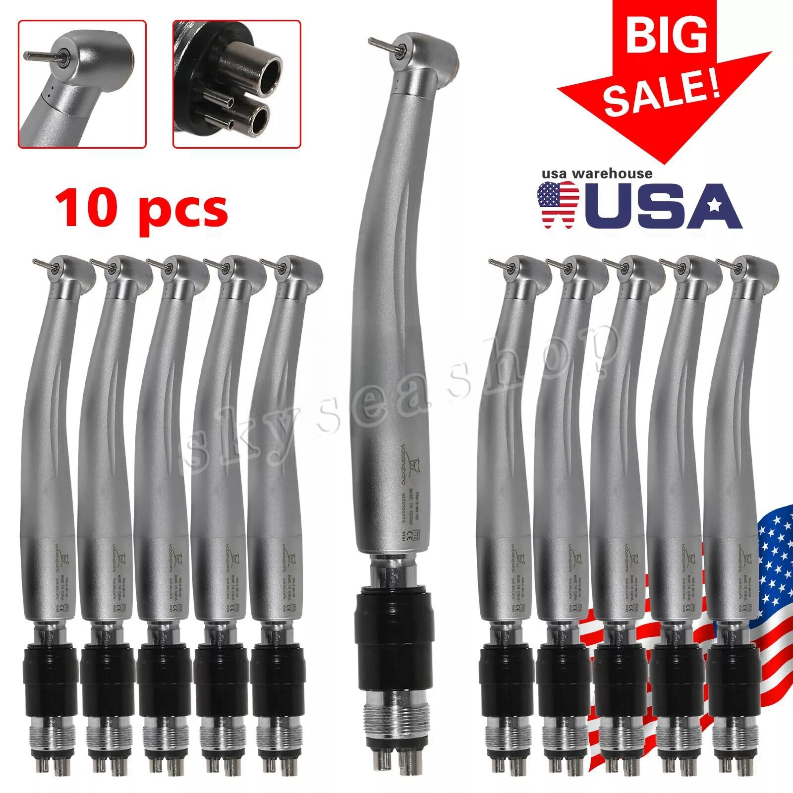 10 NSK Style Dental High Speed Handpiece Air Turbine Standard Coupler Swivel 4H