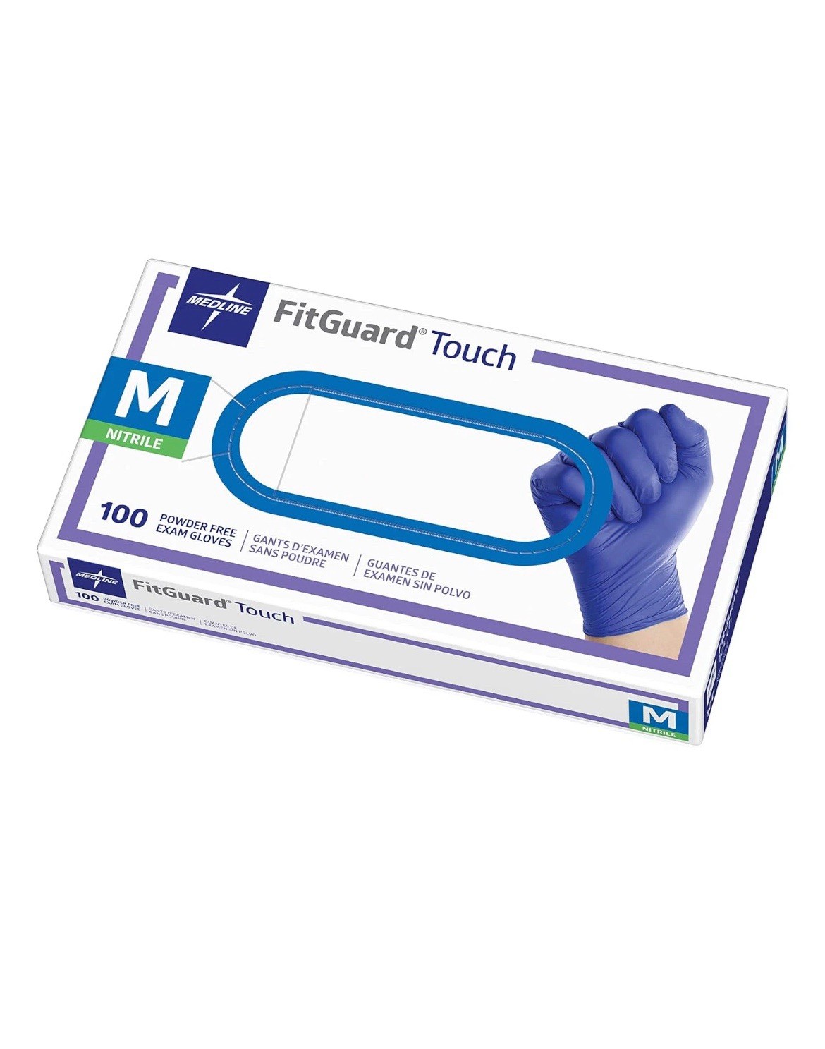 Medline Touch Nitrile Exam Gloves, 100 Count, Medium, Powder Free, Disposabl…