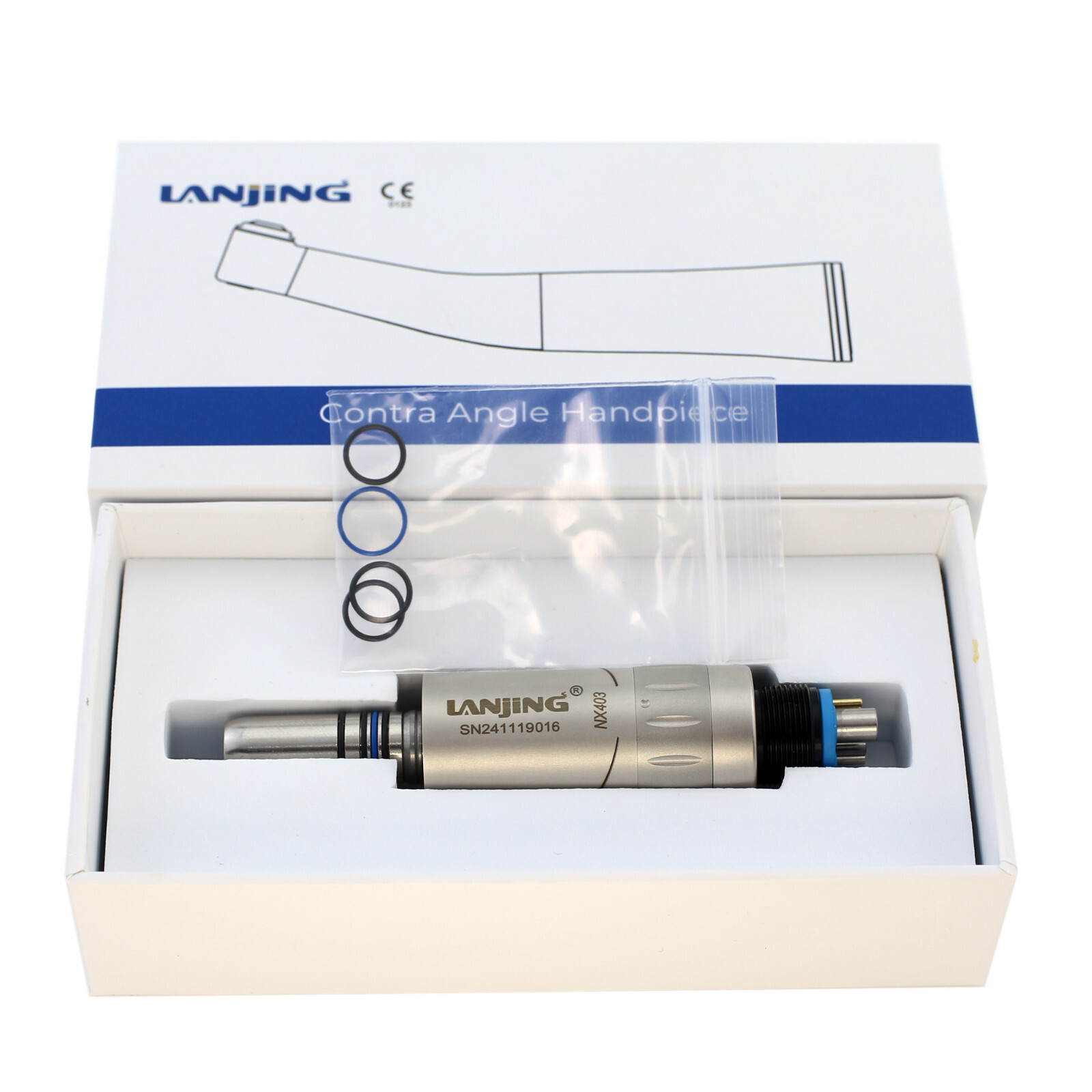 Dental Mini Air Motor Low Speed Handpiece 4 Holes LED 6 Pin ISO E Type LANJING