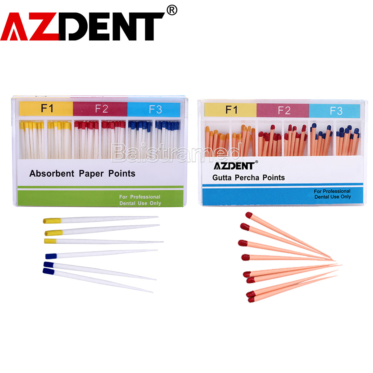AZDENT Dental Endodoncia Puntas de gutapercha y papel absorbente F1.F2.F3