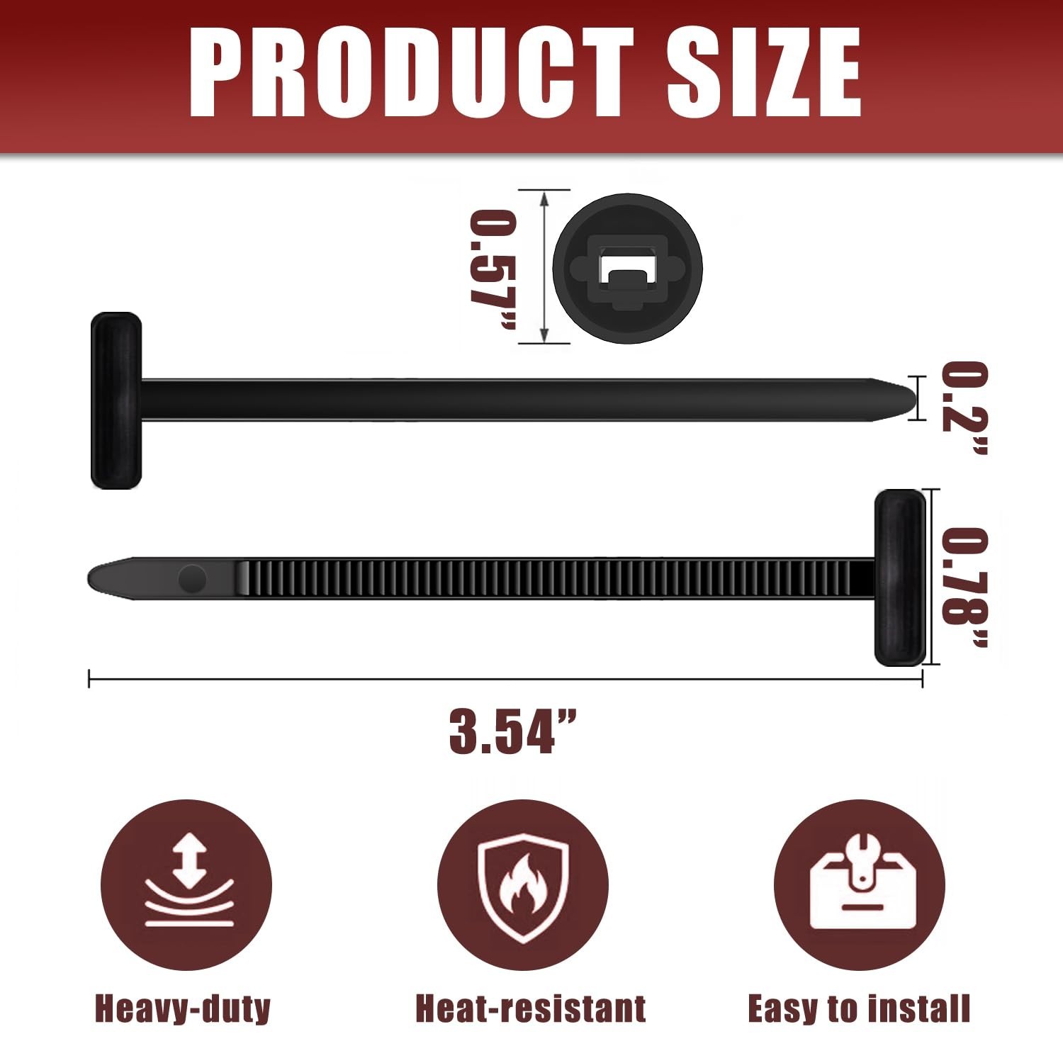 200 PCS Nylon Universal Cable Tie Buckle，Heavy Duty Self-Locking Zip Ties Holder