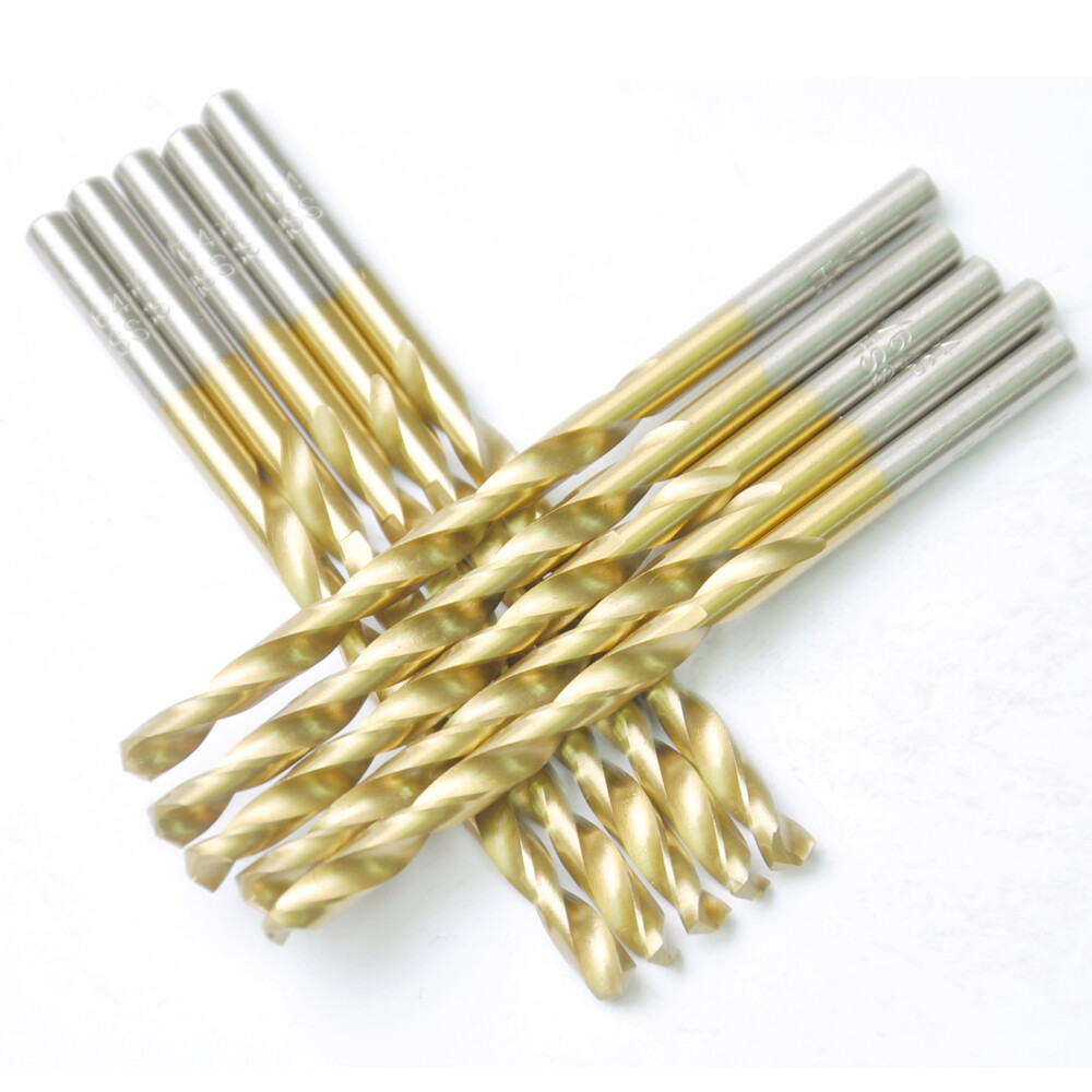 Drillforce 10PCS 3/32″ Titanium Drill Bits Set HSS Metal Woodworking Drill Bit