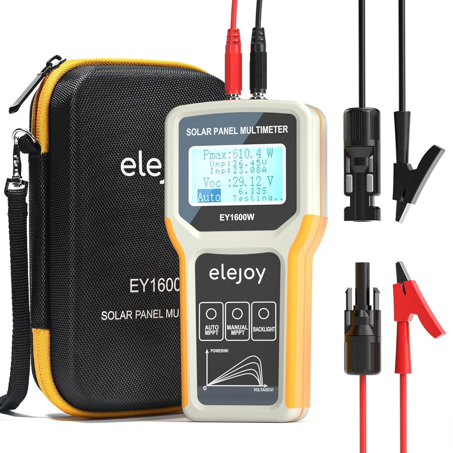 EY1600W Solar Panel Tester & Power Meter with Backlit LCD Display