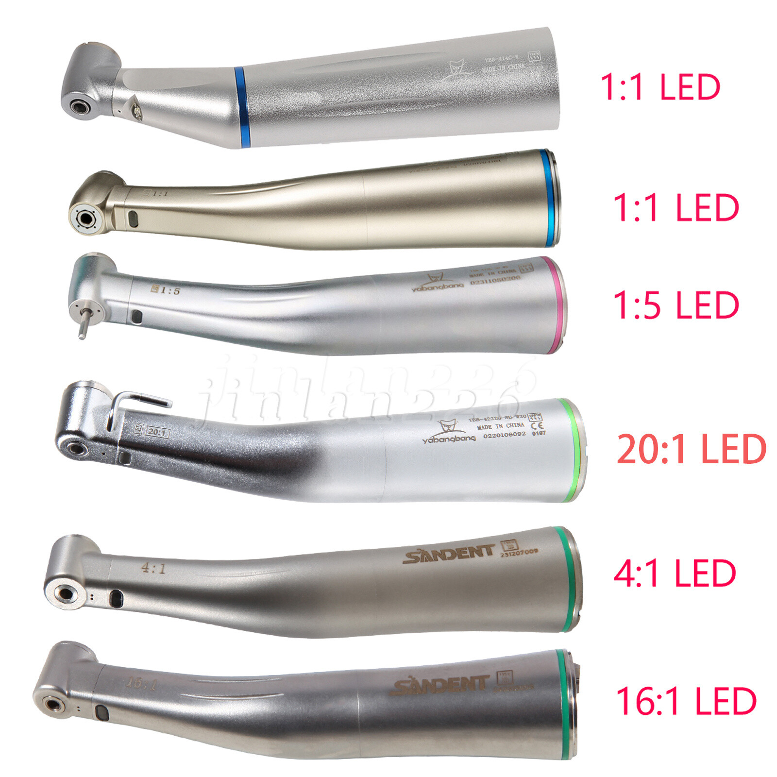 Dental LED Fiber Optic 1:1 1:5 20:1 4:1 16:1 Contra Angle Handpiece NSK Ti Max