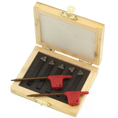 5 pc 1/4″ Lathe Indexable Carbide Insert + Turning Tooling Bit Holder Set