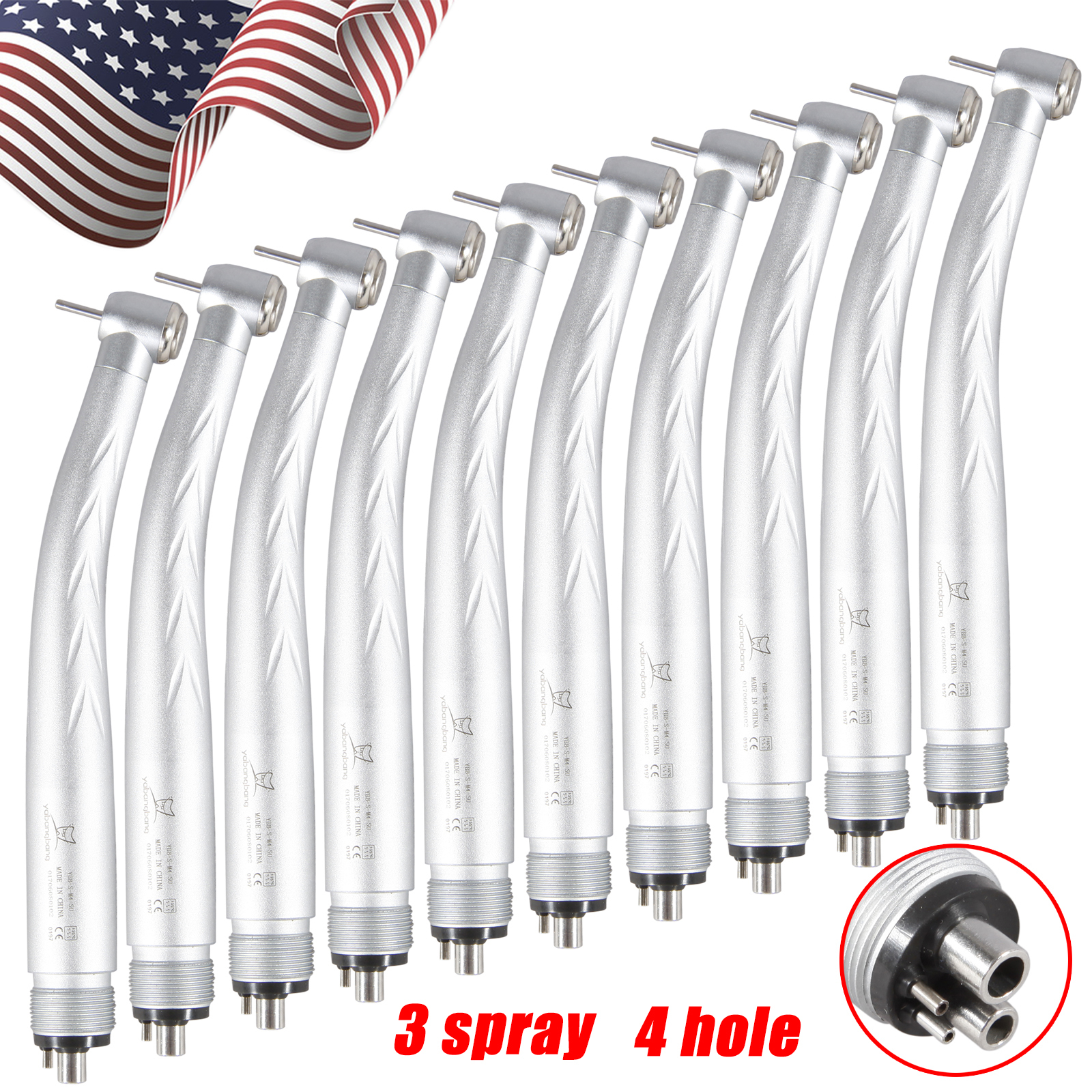 10 Yabangbang Dental High Speed Handpiece Push 3 Spray Turbine 4Hole Fit NSK KaV