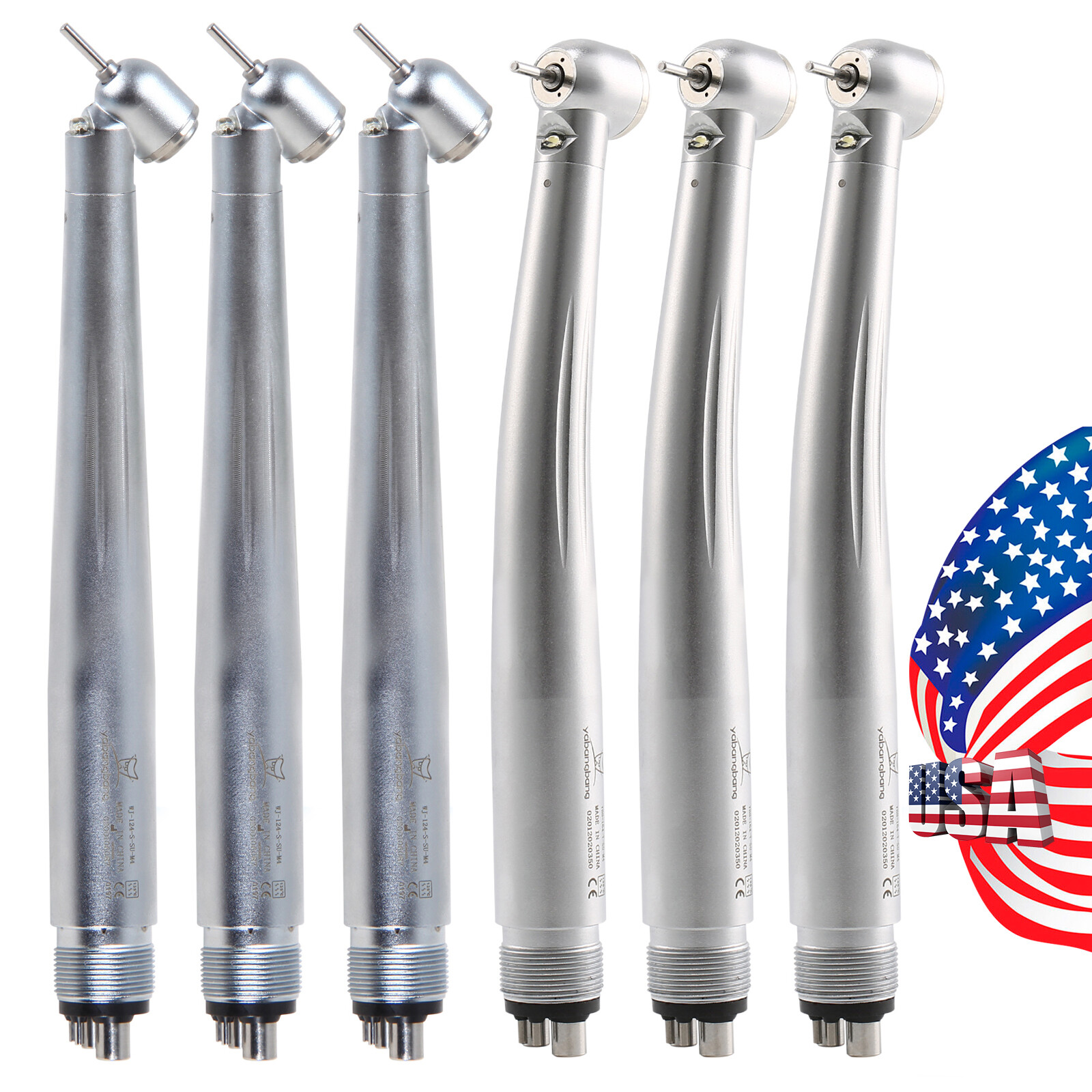 1-10* Fit Dental 45° Angle/Big Head Light E-generator Fiber Optic Handpiece