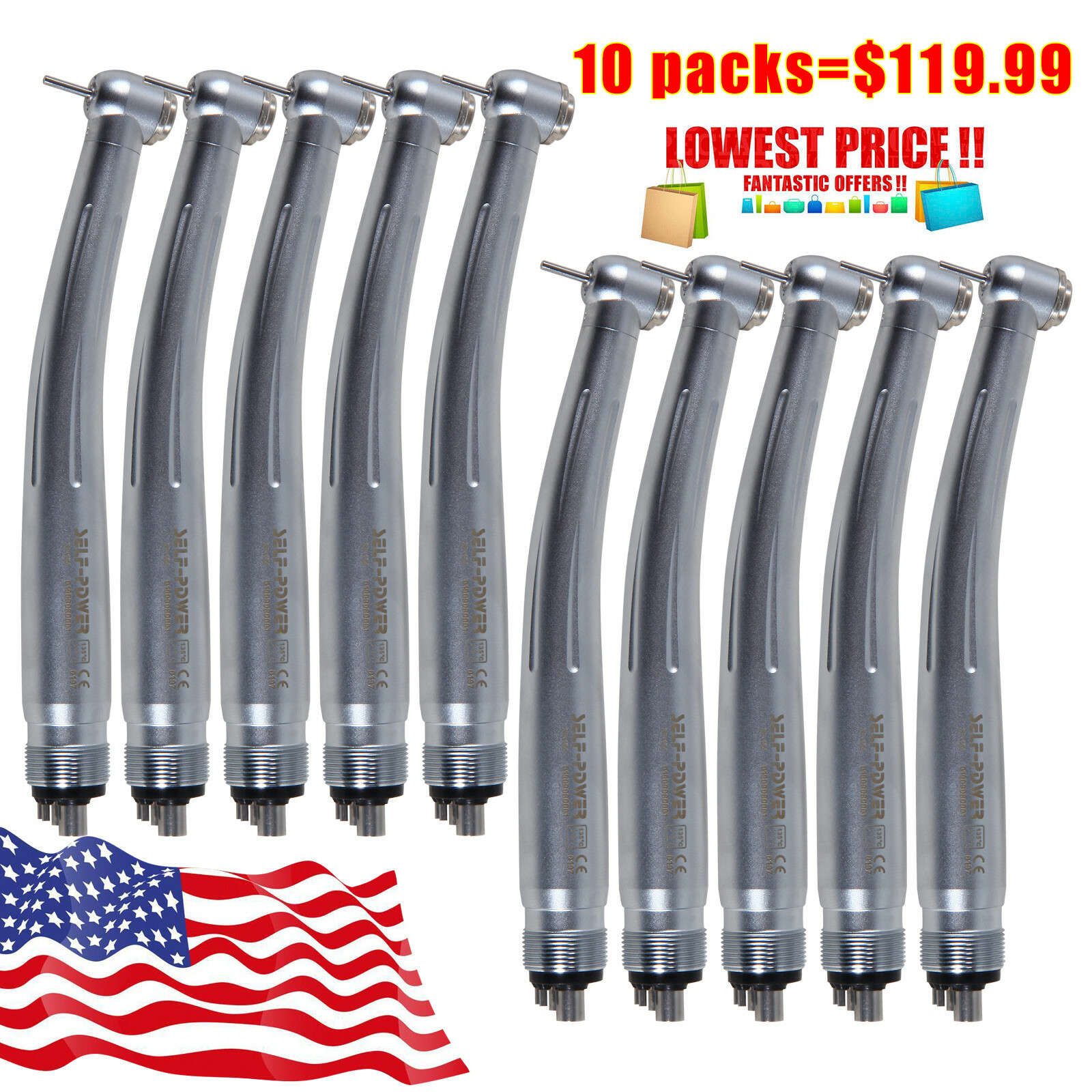 10 x Dental High High Speed Handpiece Push Button Fit NSK PANA MAX STNABM
