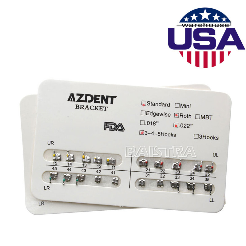 20 Packs Dental Orthodontic Bracket Braces Standard Roth .022 Hooks 3-4-5 AZDENT
