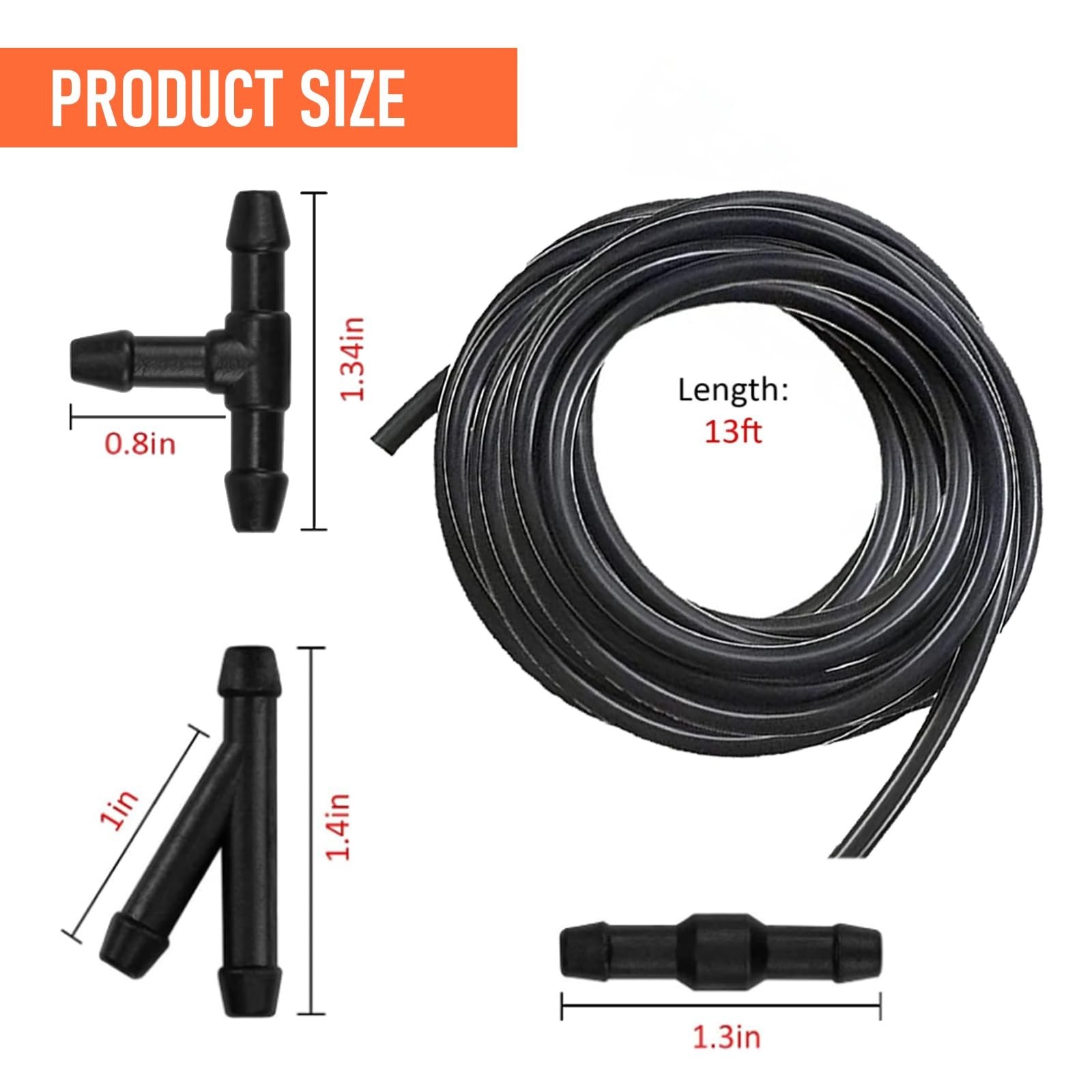 4M/13Ft Universal Washer Fluid Hose with 30 Hose Connectors, Car Windshield W…