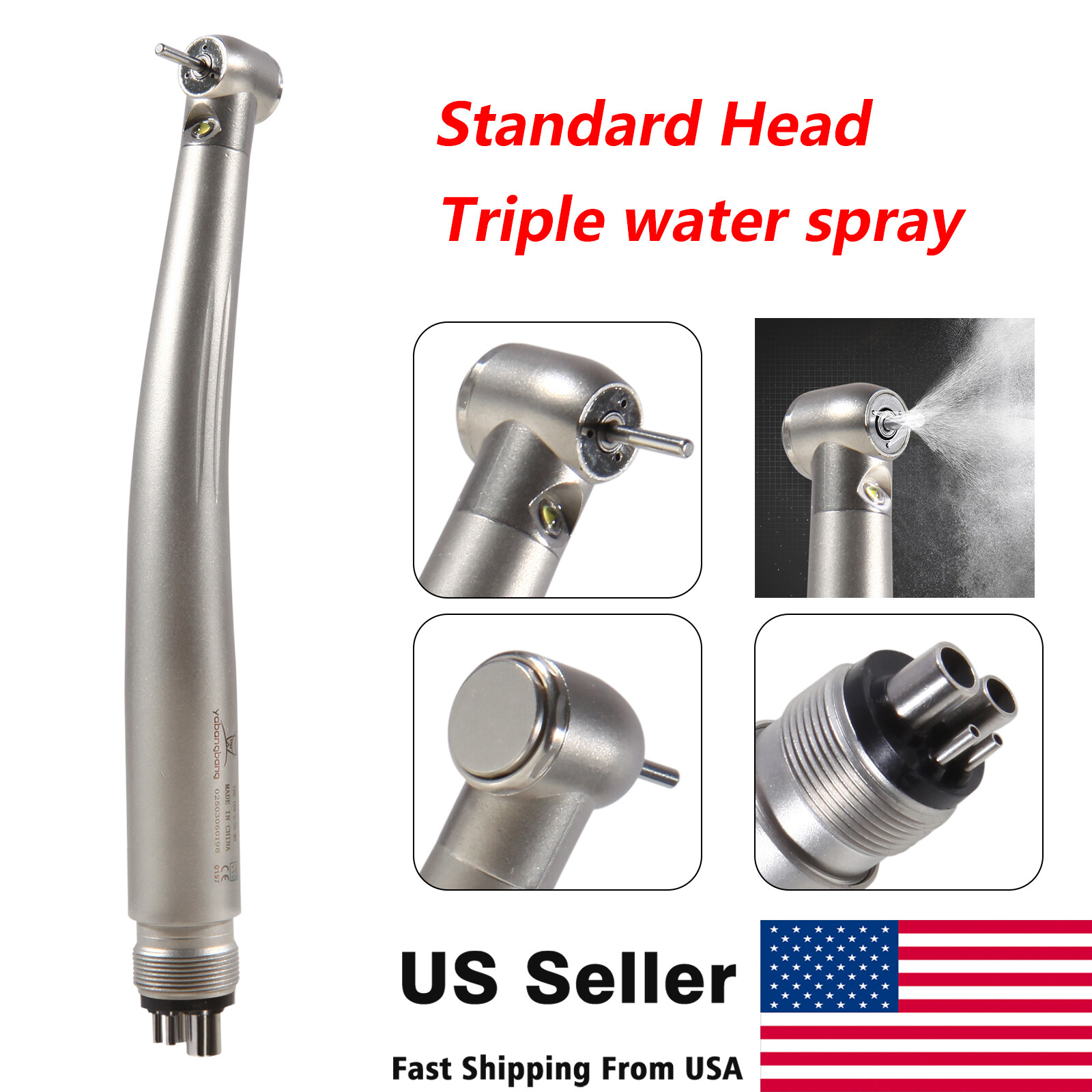 10pcs Dental Fiber Optic LED E-generator High Speed Handpiece 3 Spray 4 Hole st