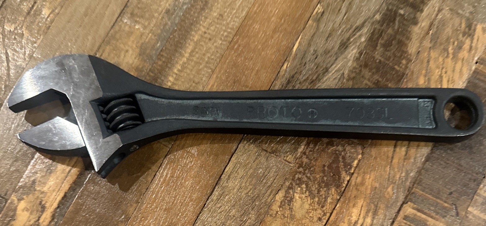 Stanley PROTO 8″ Adjustable Wrench 708 Made in USA Chrome NEW Clik Stop Black