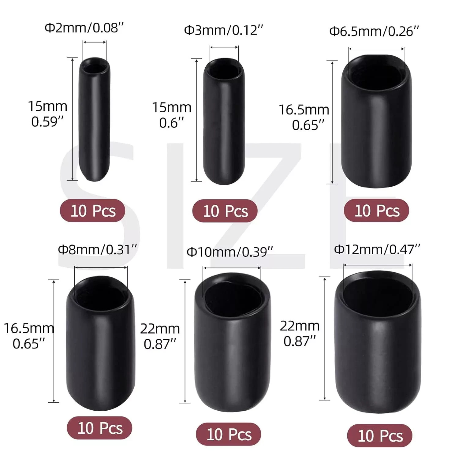 Rubber End Caps 60pcs Flexible Screw Thread Protector Caps Bolt Cover