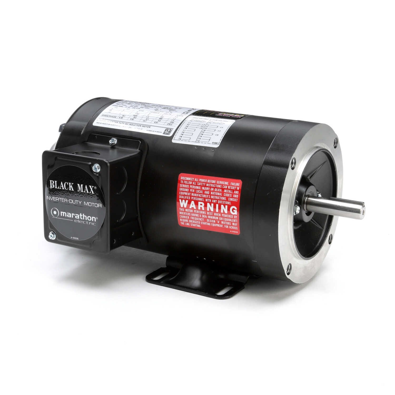 Marathon Y535 Electric Motor 1 HP 1800 Rpm 3PH 230/460 Volt 56C Black Max