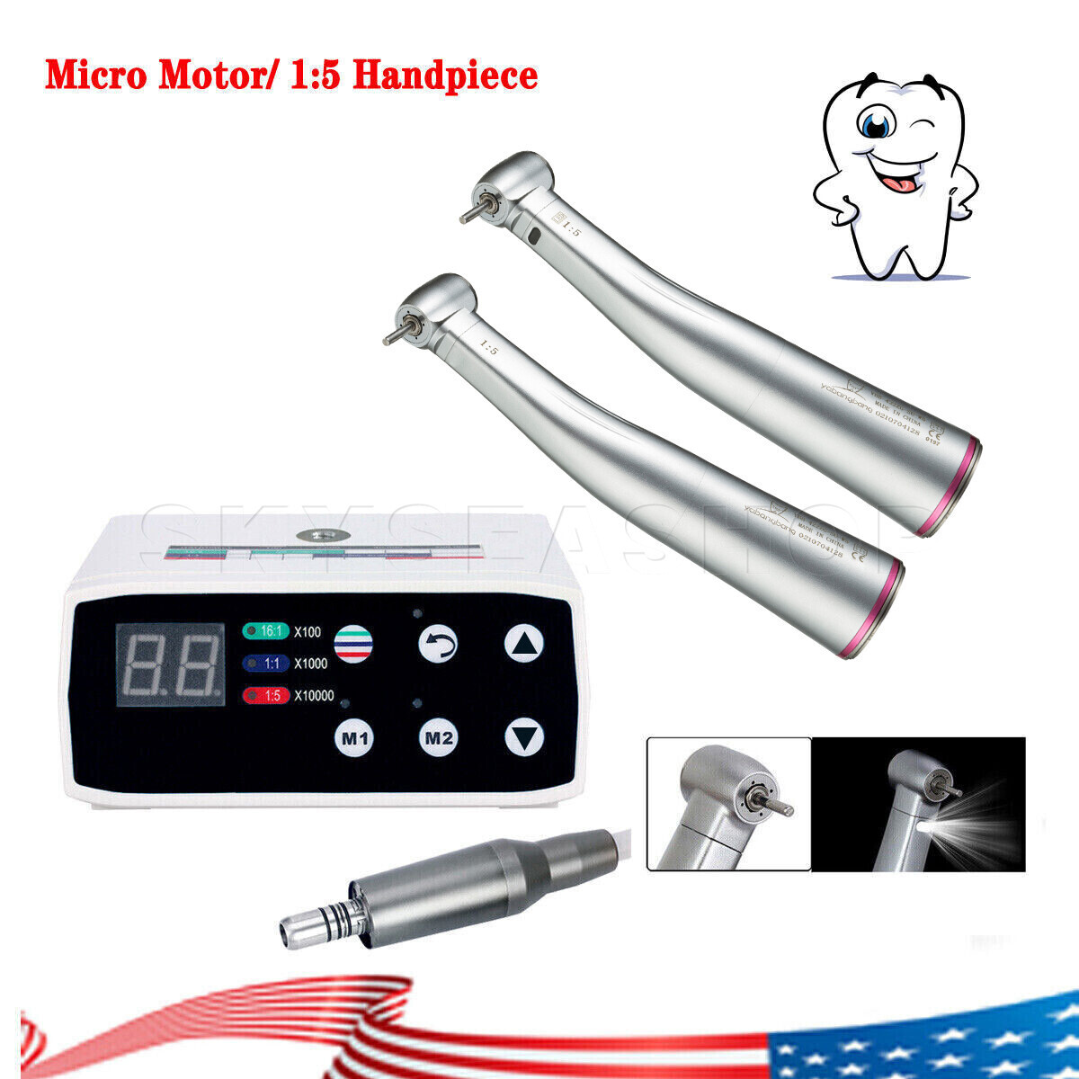 Dental LED Brushless Electric Micro Motor / 1:5 Increasing Handpiece Fit NSK YBB