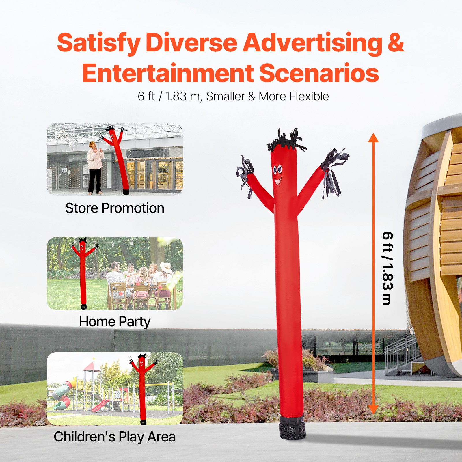 Uimoso 6 ft Wacky Waving Inflatable Tube Man with 1/15 HP Blower Fan