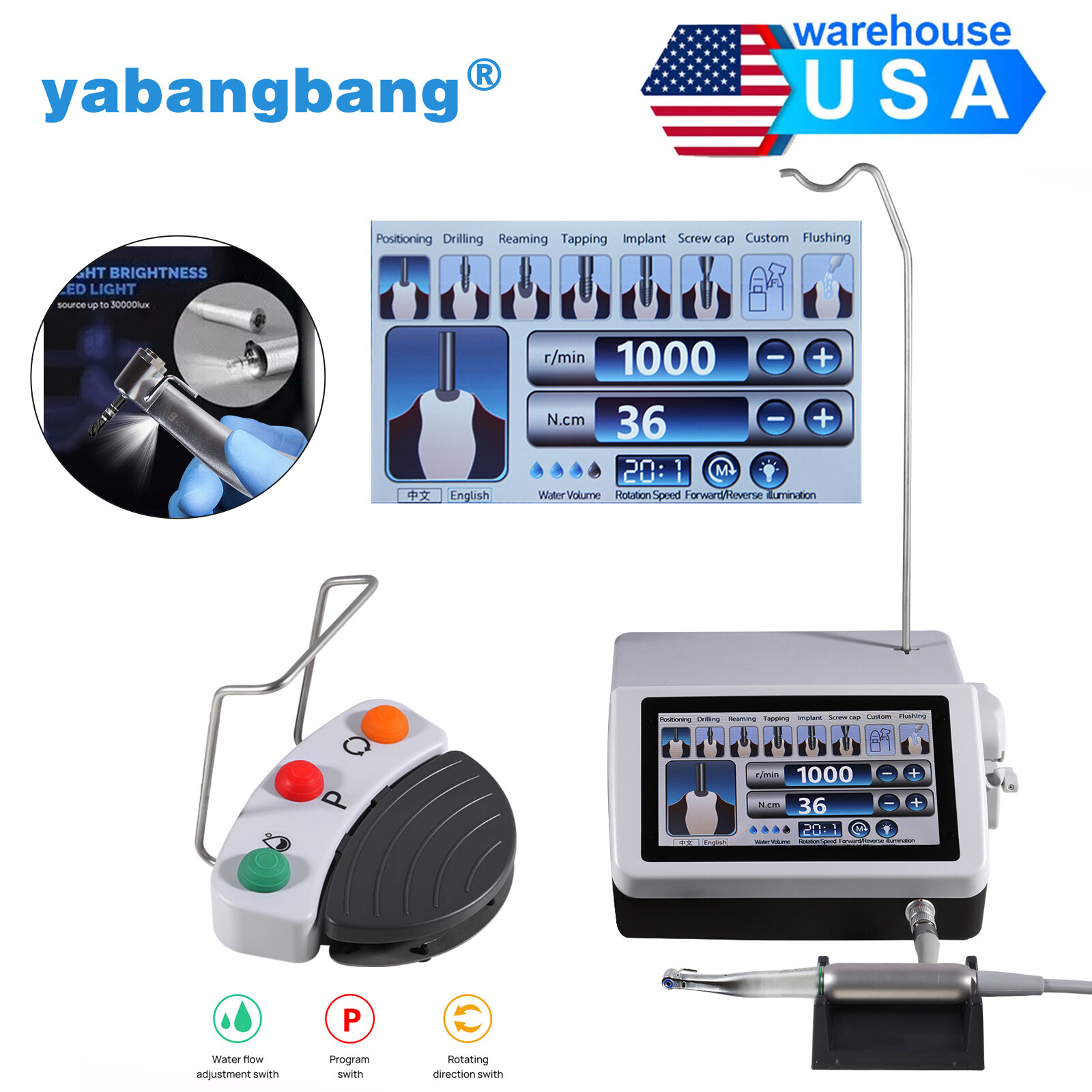 Dental Implant System Motor Physiodispenser Surgical Brushless Motor+20:1 Contra