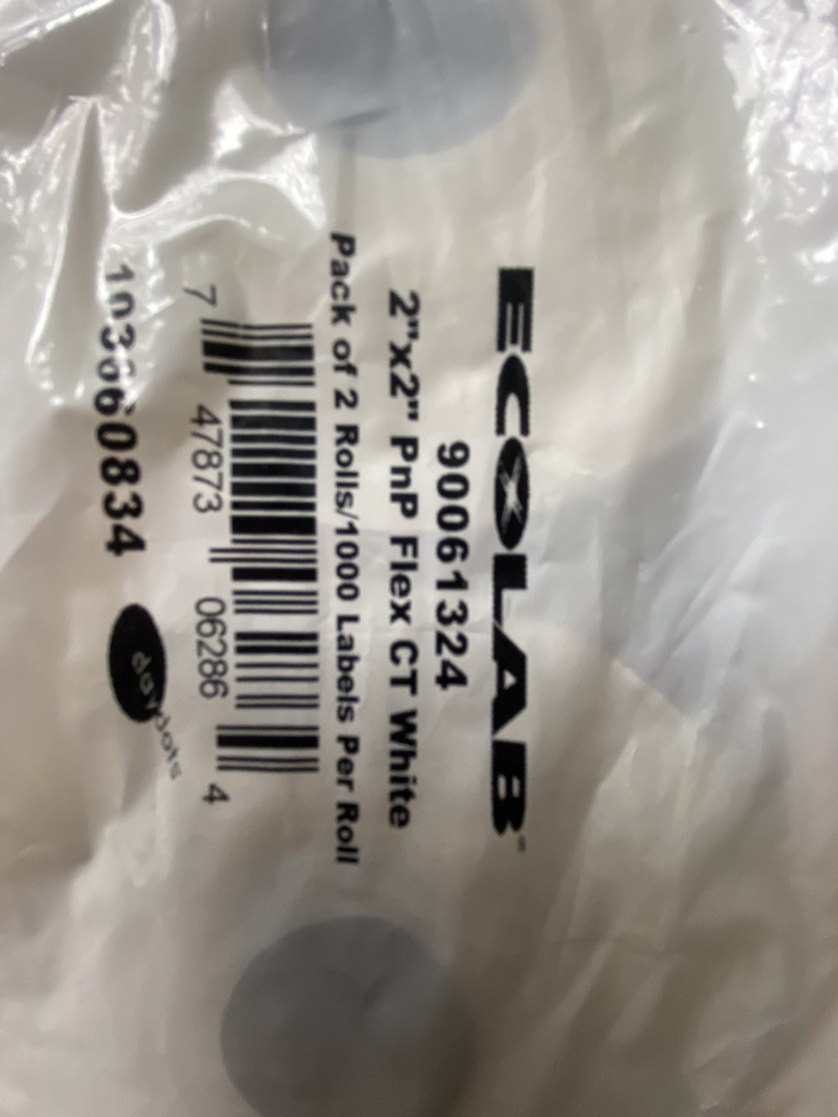Ecolab 2″x2″ 2 rolls/1000 labels each Prep-n-Print Flex CT White 90061324