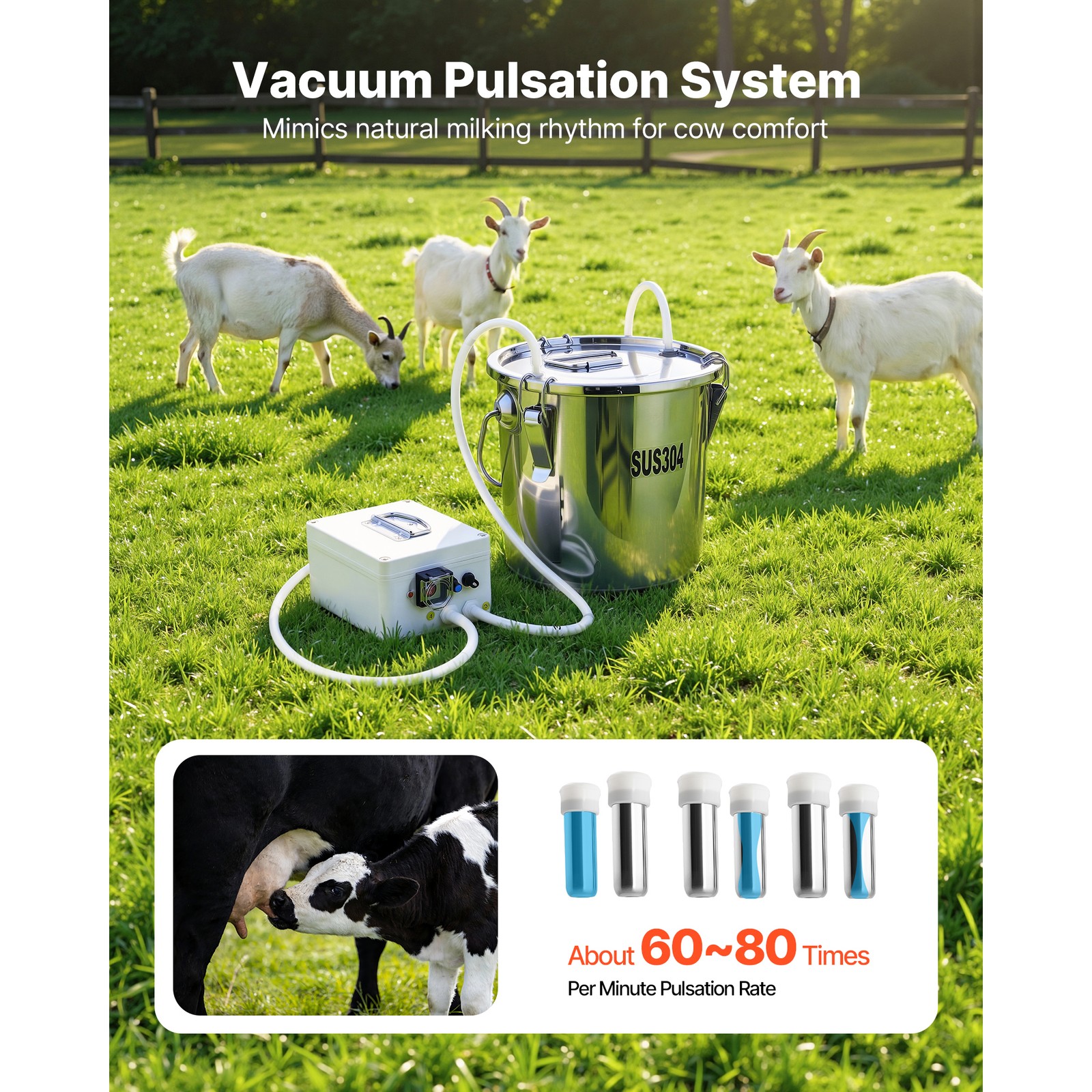 Uimoso Goat Milking Machine with 3.2 Gal / 12 L Bucket for Cows and Goats