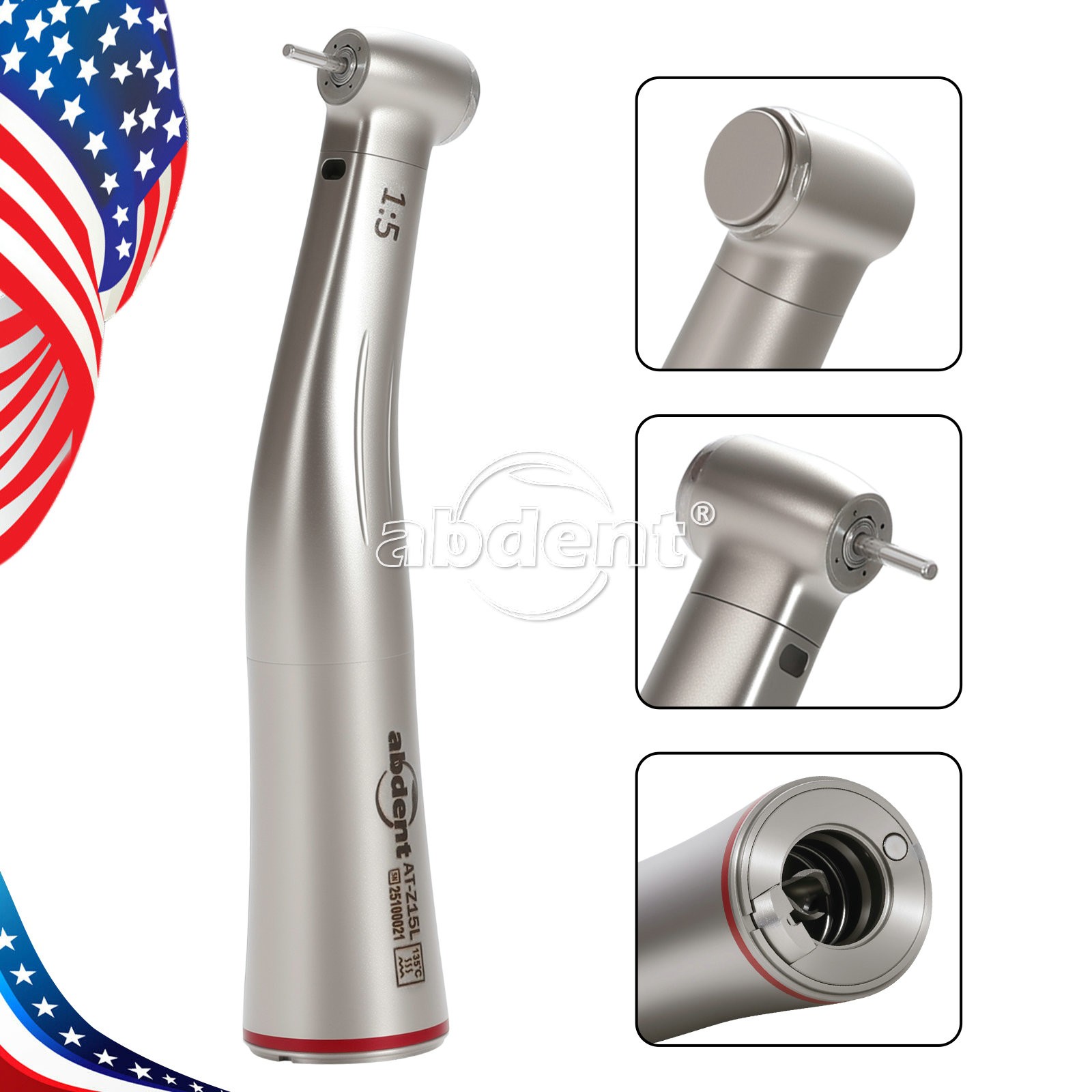 Light AbDent 1:5 Increasing Contra Angle Optic LED Handpiece Standard Head